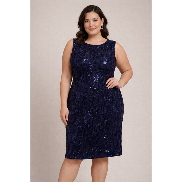 Jackie Jon Dresses & Skirts - Jackie Jon Blue Sequin Stretch Dress - Size 16 | Party-Ready & Comfortable